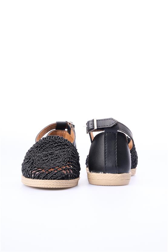 White Line 121 4501 Örgü Siyah Kadın Ayakkabı