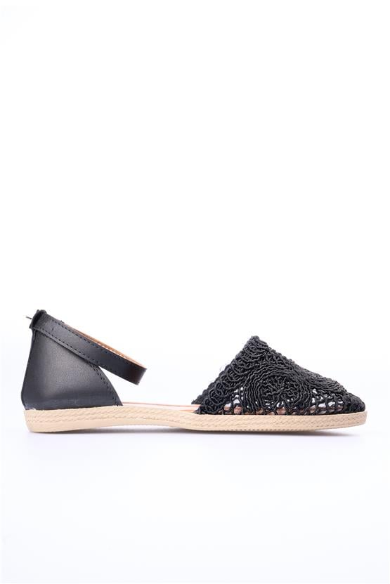 White Line 121 4501 Örgü Siyah Kadın Ayakkabı