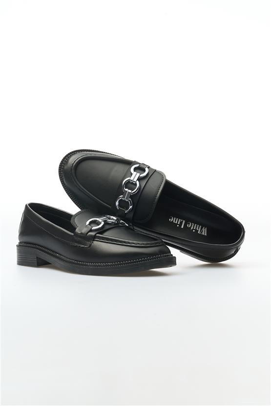 White Line 131-206 Siyah Kadın Loafer Ayakkabı
