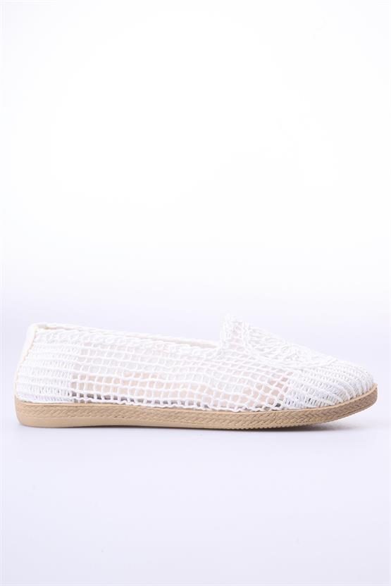 White Line 44 504 Örgü Beyaz Kadın Ayakkabı