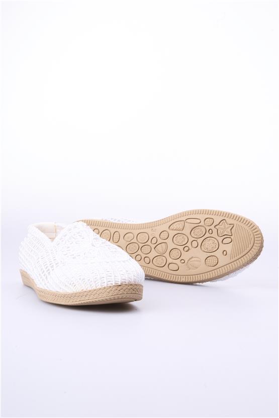 White Line 44 504 Örgü Beyaz Kadın Ayakkabı