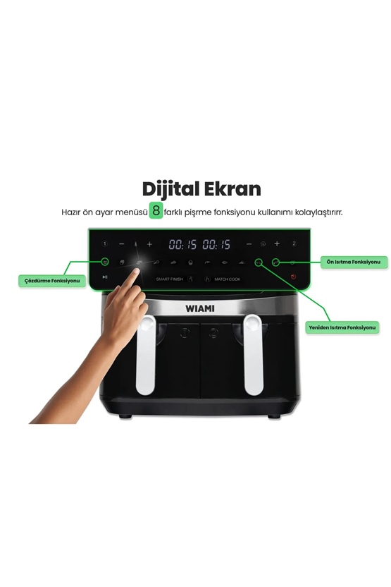 WIAMI KDF-5599DT 9 LT CIFT SEPET AIR FRYER