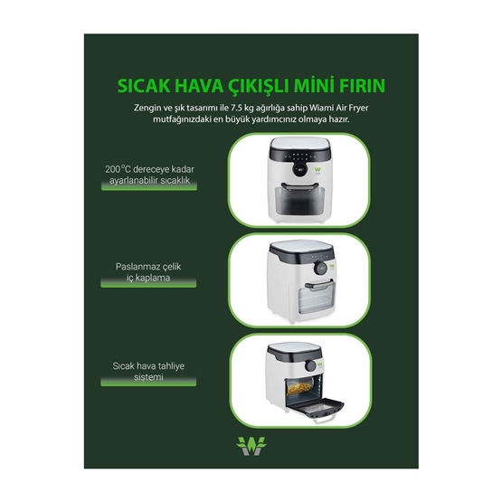 WIAMI RA-011W 12 LITRE AKILLI AIRFRYER HAVA FRITOZU