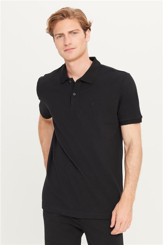 Wrangler Mw211837 001 Black Erkek Regular Fıt Polo T-Shırt