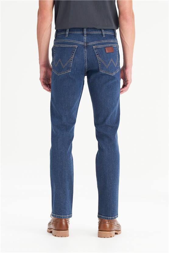 Wrangler W12S00032 Texas Slım 317 Dark Indıgo Erkek Slım Normal Bel Dar Paca Jean Pantolon
