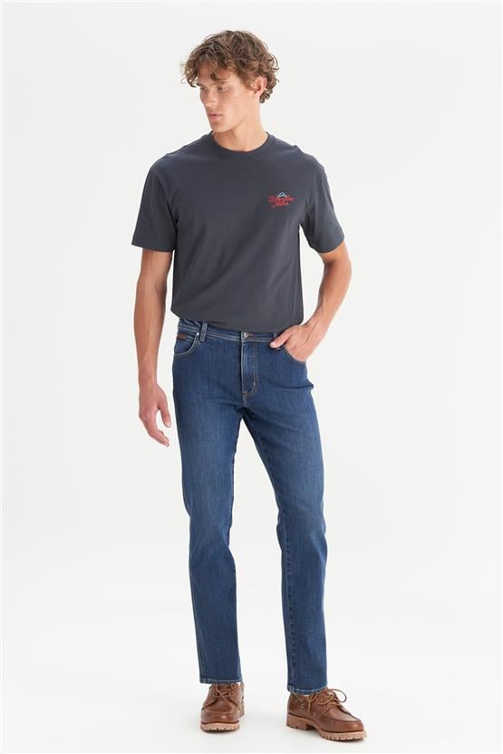 Wrangler W12S00032 Texas Slım 317 Dark Indıgo Erkek Slım Normal Bel Dar Paca Jean Pantolon