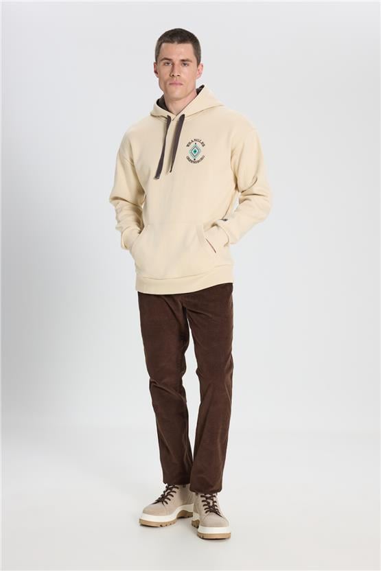 Wrangler W12Sec Texas Kadıfe H31 Coffee Bean Erkek Slım Normal Bel Dar Paca Kadıfe Jogger Pantolon