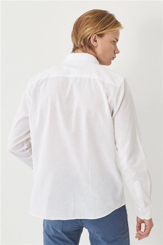 Wrangler W221085 102 Off White Erkek Regular Ls Gömlek