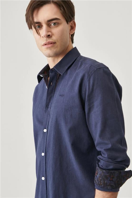 Wrangler W221085 410 Navy Erkek Regular Ls Gömlek