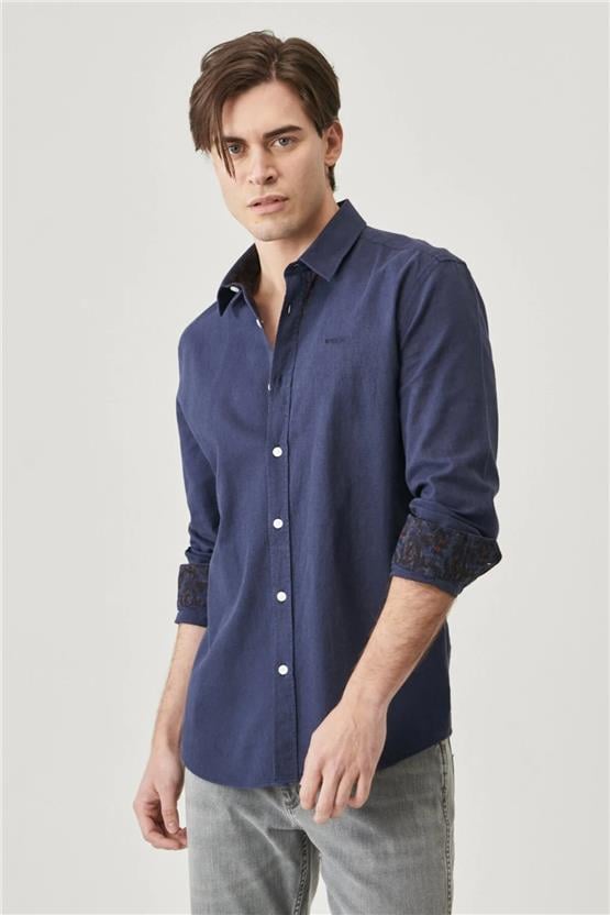 Wrangler W221085 410 Navy Erkek Regular Ls Gömlek