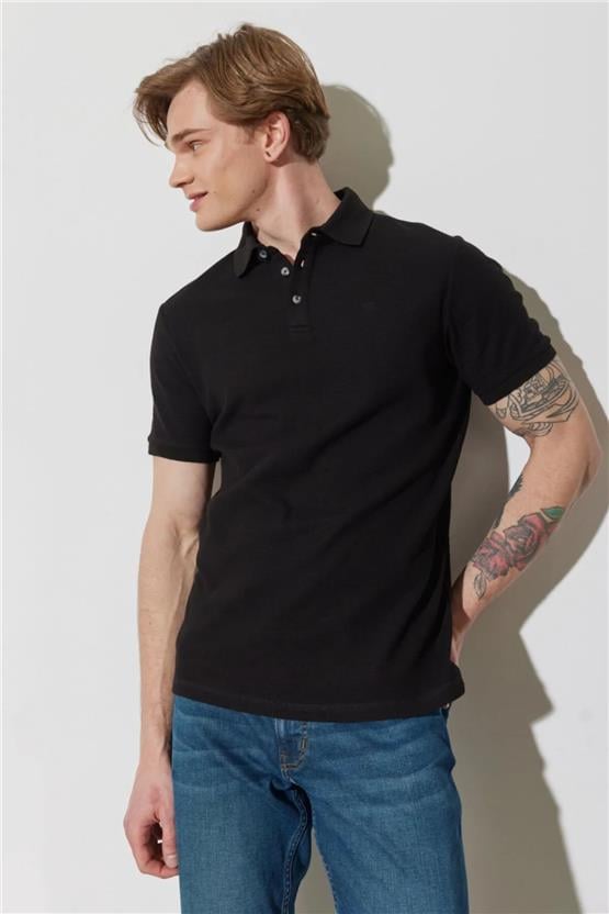 Wrangler W231325001 Black Erkek Polo Yaka T-Shirt