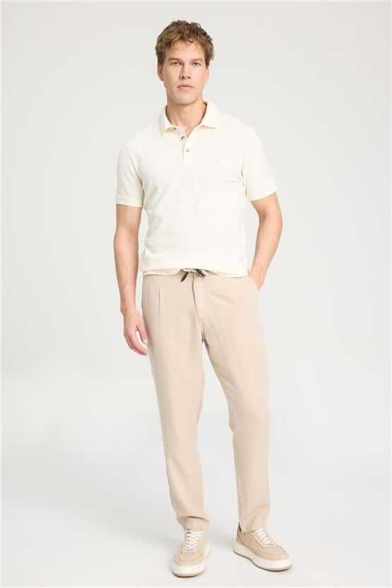Wrangler W231325104 Ecru Erkek Polo Yaka T-Shirt