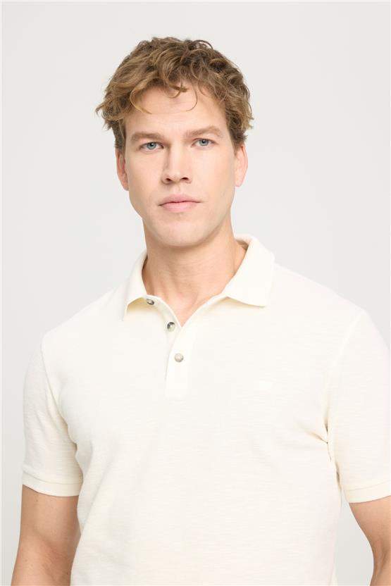 Wrangler W231325104 Ecru Erkek Polo Yaka T-Shirt