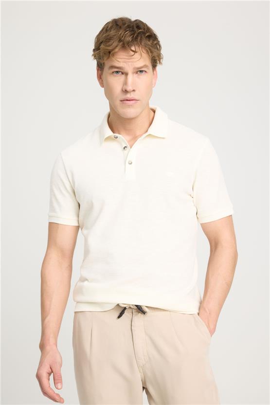 Wrangler W231325104 Ecru Erkek Polo Yaka T-Shirt