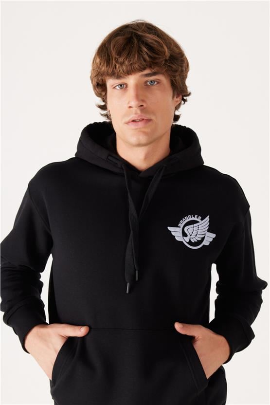 Wrangler W2322460 001 Black Erkek Kapusonlu Sweatshırt