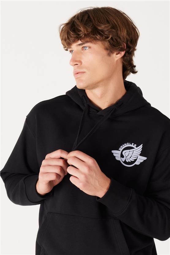Wrangler W2322460 001 Black Erkek Kapusonlu Sweatshırt