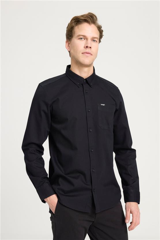 Wrangler W241464 001 Black Erkek Regular Uzun Kollu Gömlek
