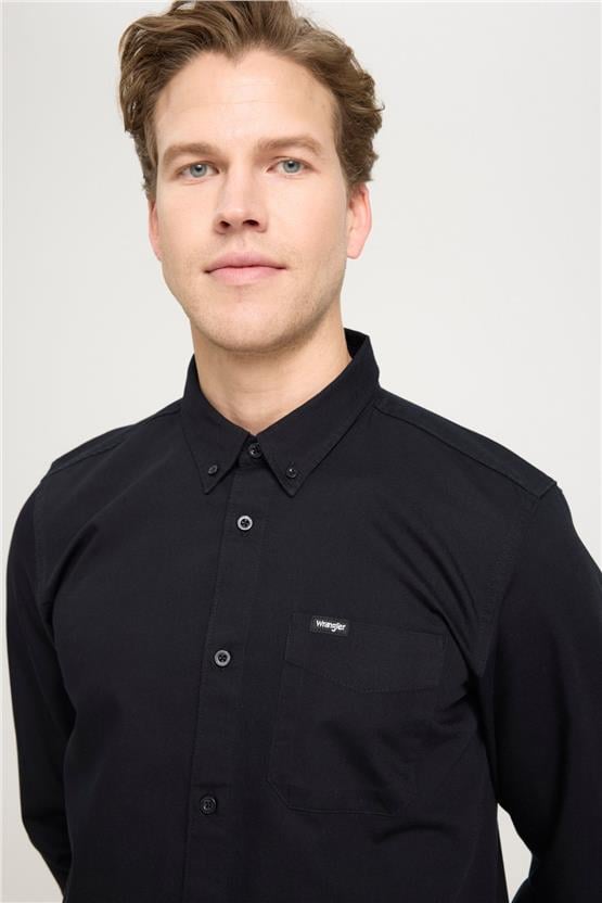Wrangler W241464 001 Black Erkek Regular Uzun Kollu Gömlek