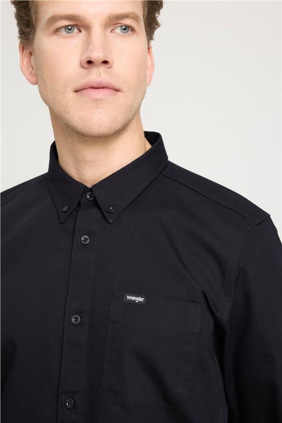 Wrangler W241464 001 Black Erkek Regular Uzun Kollu Gömlek