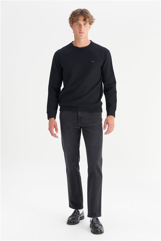 Wrangler W242262 001 Black Erkek Regular Bısıklet Yaka Selanık Sweatshırt