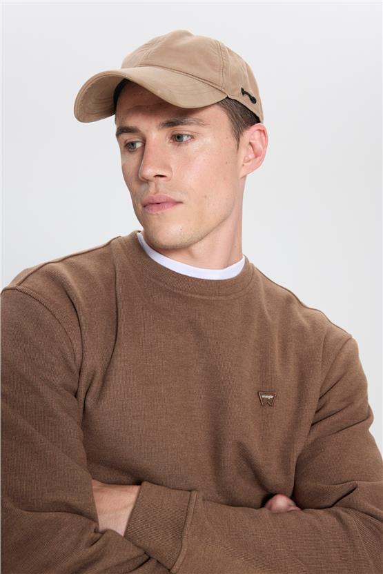 Wrangler W242262 220 Brown Erkek Regular Bısıklet Yaka Selanık Sweatshırt