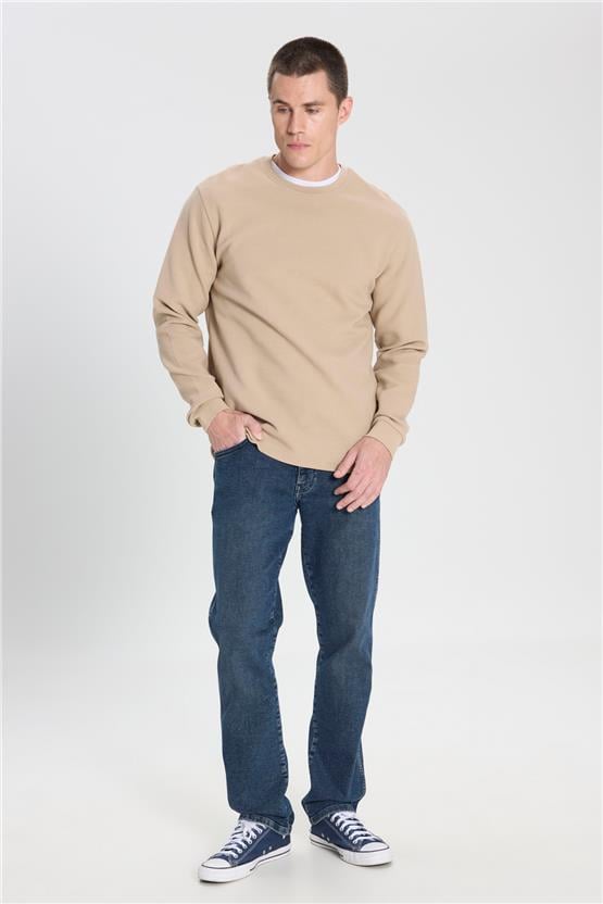 Wrangler W242501 614 Beıge Erkek Bısıklet Yaka Sweatshırt