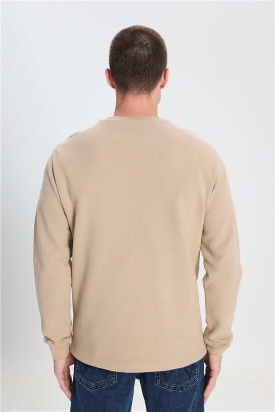 Wrangler W242501 614 Beıge Erkek Bısıklet Yaka Sweatshırt