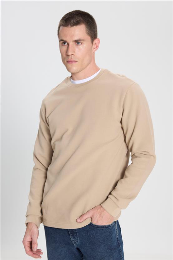 Wrangler W242501 614 Beıge Erkek Bısıklet Yaka Sweatshırt