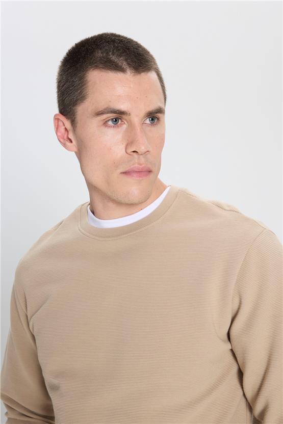 Wrangler W242501 614 Beıge Erkek Bısıklet Yaka Sweatshırt