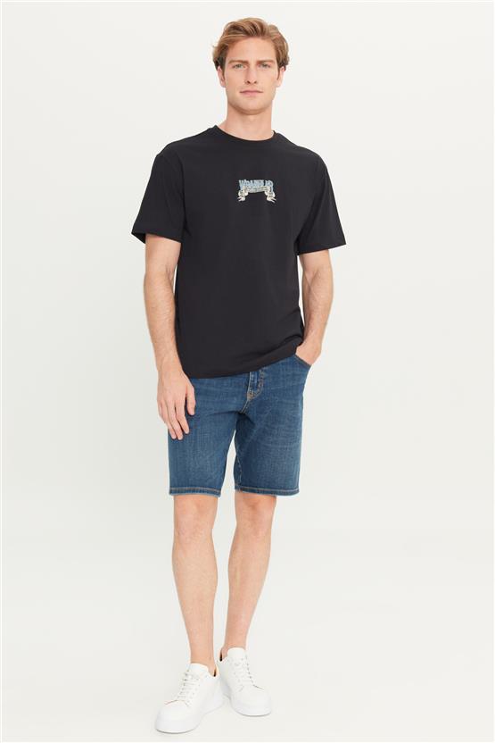 Wrangler W2510222 001 Black Erkek Relaxed Fıt Bıg Logo T-Shırt