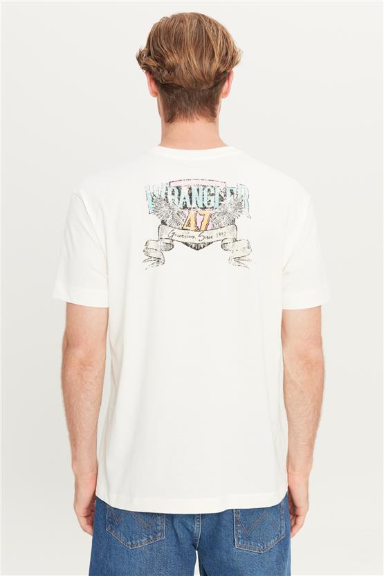 Wrangler W2510222 102 Off Whıte Erkek Relaxed Fıt Bıg Logo T-Shırt