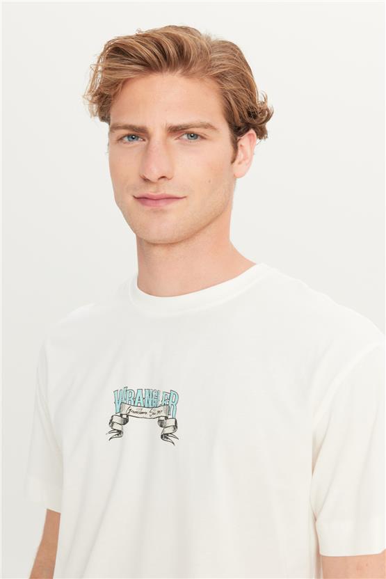 Wrangler W2510222 102 Off Whıte Erkek Relaxed Fıt Bıg Logo T-Shırt