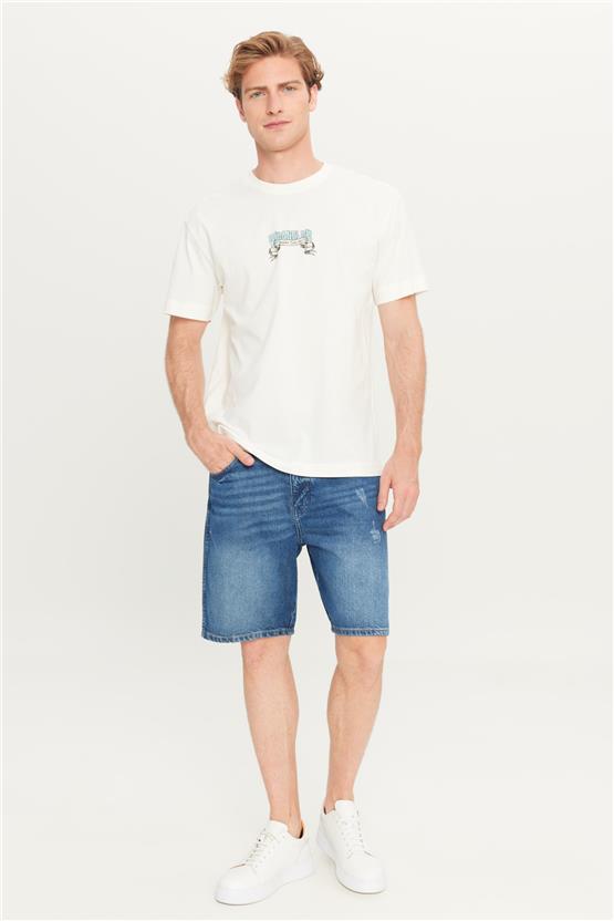 Wrangler W2510222 102 Off Whıte Erkek Relaxed Fıt Bıg Logo T-Shırt