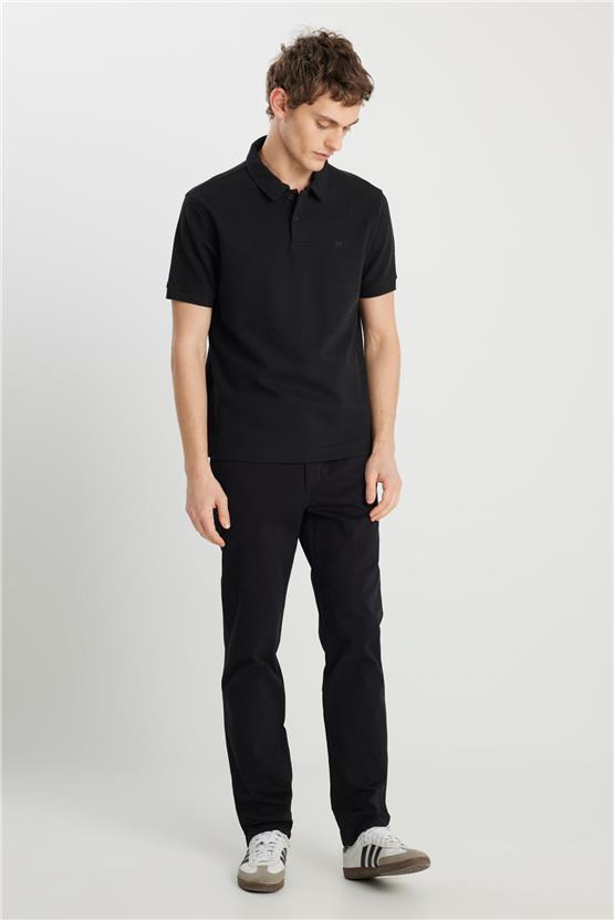 Wrangler W2510720 001 Black Erkek Regular Polo T-Shırt