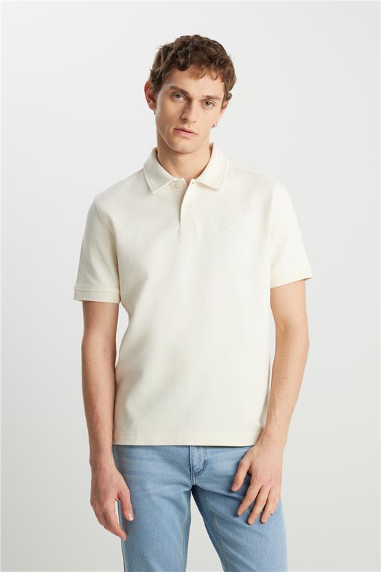 Wrangler W2510720 104 Ecru Erkek Regular Polo T-Shırt