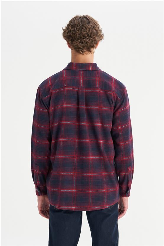 Wrangler W2520067 410 Navy Erkek Regular Ekose Gomlek