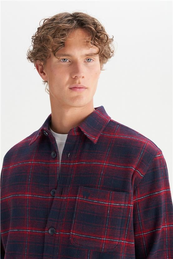 Wrangler W2520067 410 Navy Erkek Regular Ekose Gomlek