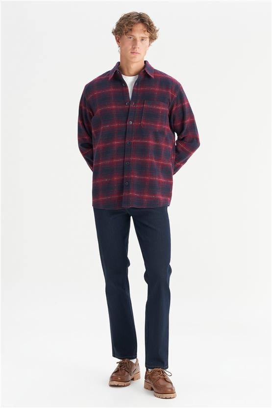 Wrangler W2520067 410 Navy Erkek Regular Ekose Gomlek