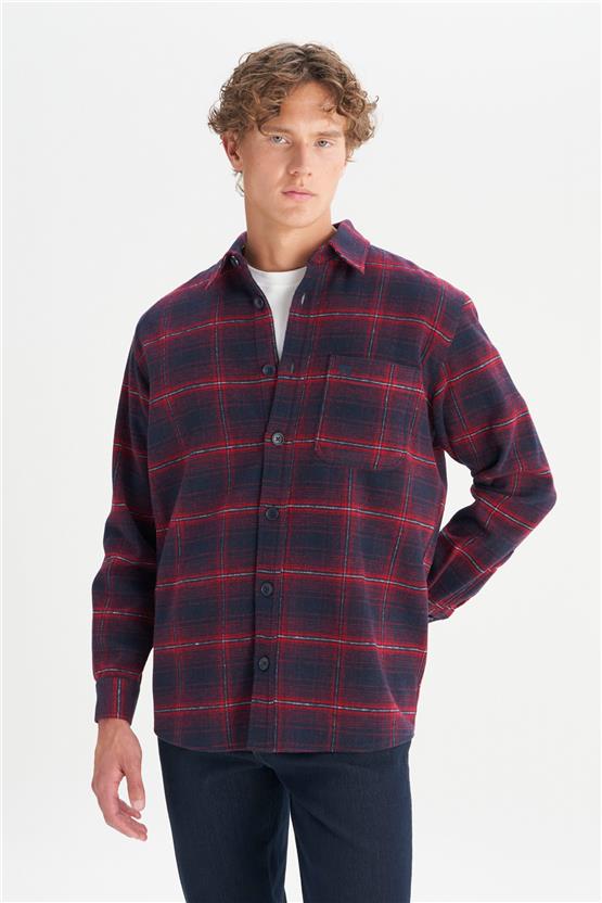 Wrangler W2520067 410 Navy Erkek Regular Ekose Gomlek