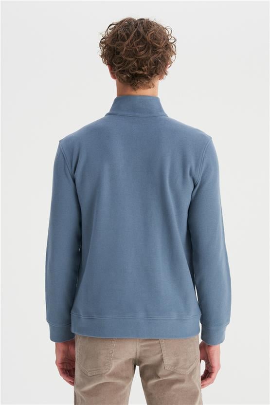 Wrangler W2520532 405 Petrol Erkek Regular Yarım Fermuarlı Dık Yaka Sweatshırt
