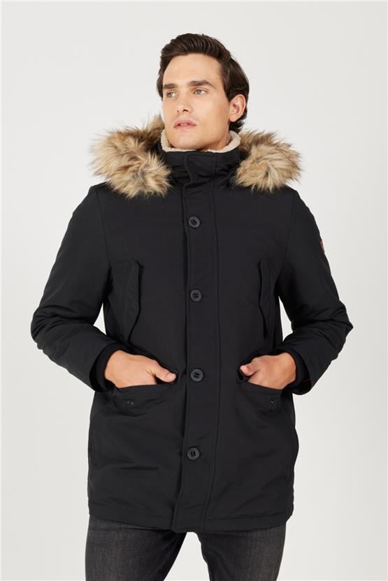 Wrangler W4D0Wx 001 Black Erkek Regular Dık Yaka Parka