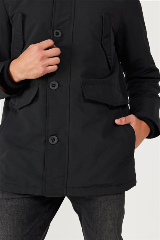 Wrangler W4D0Wx 001 Black Erkek Regular Dık Yaka Parka