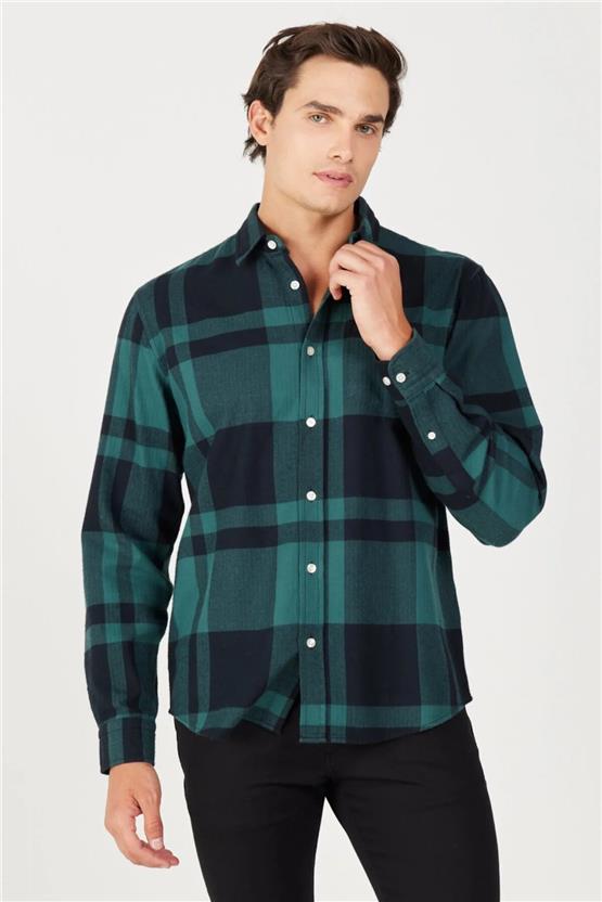 Wrangler W5A26X G61 Dark Matcha Erkek Tek Cep Gomlek