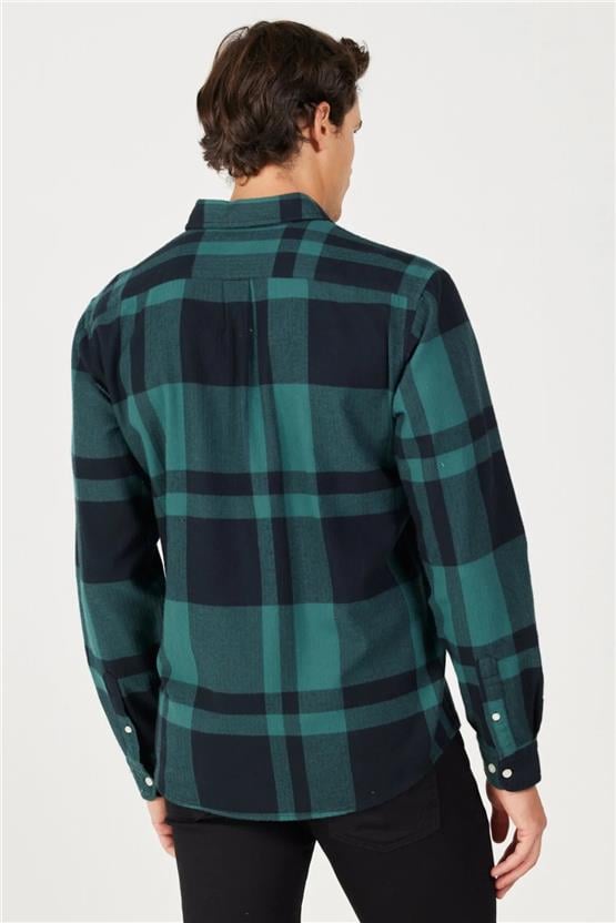 Wrangler W5A26X G61 Dark Matcha Erkek Tek Cep Gomlek