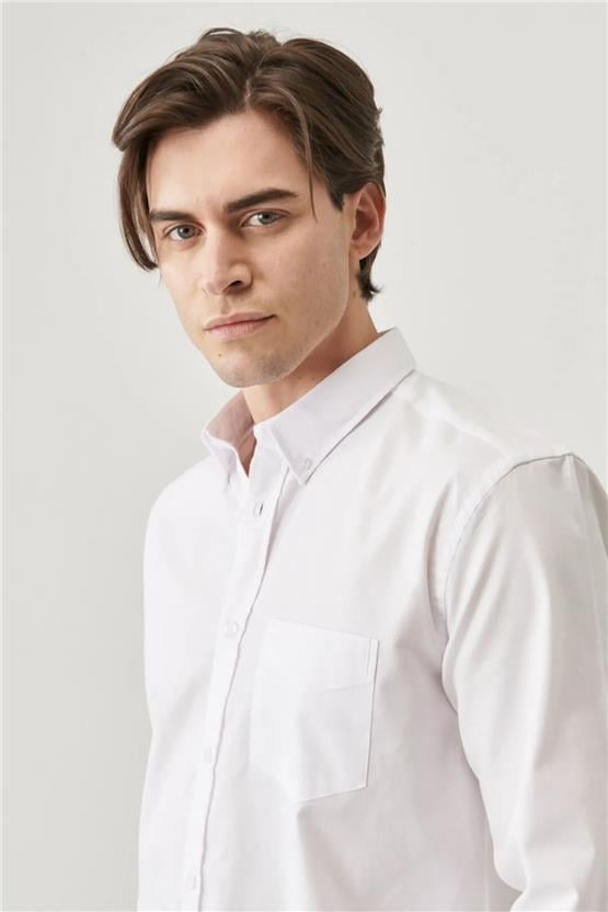 Wrangler W5A3 Beyaz 100 Erkek Regular Uzun  Kollu Gömlek