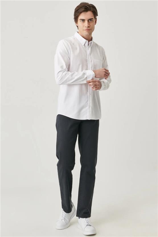 Wrangler W5A3 Beyaz 100 Erkek Regular Uzun  Kollu Gömlek