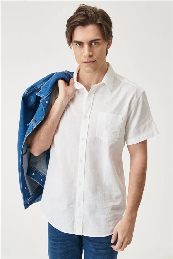 Wrangler W5J7Lo989 White Erkek Ss Kısa Kollu Gömlek