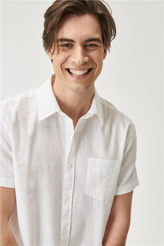 Wrangler W5J7Lo989 White Erkek Ss Kısa Kollu Gömlek