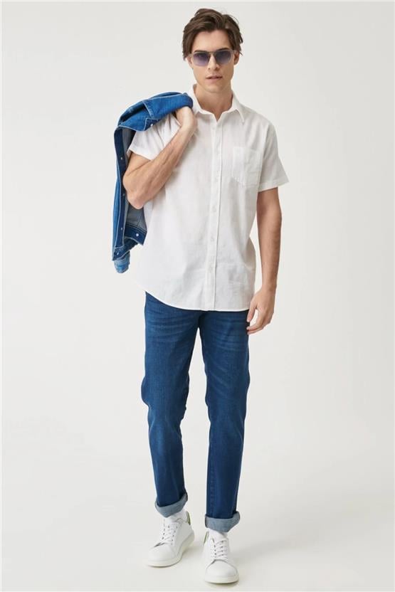 Wrangler W5J7Lo989 White Erkek Ss Kısa Kollu Gömlek