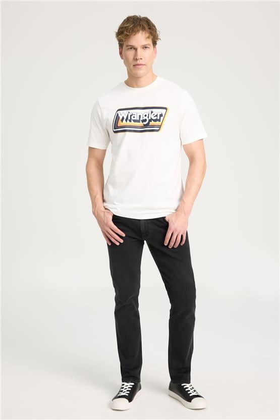 Wrangler W753Ee W04 Worn In Whıte Erkek Bısıklet Yaka T-Shırt